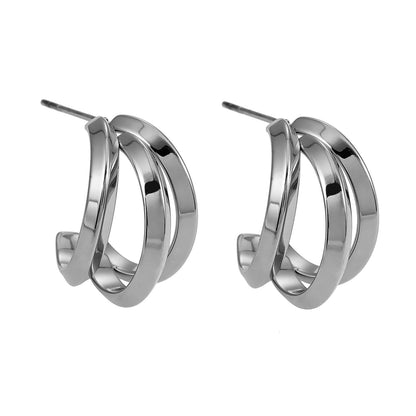 GRIZZANA : Boucles d'oreilles créoles triples en argent