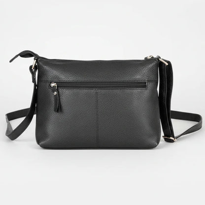 Greenwood Leather Multi-Pocket Crossbody Bag. Premium Pebbled Leather Handbag