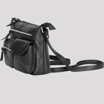 Greenwood Leather Multi-Pocket Crossbody Bag. Premium Pebbled Leather Handbag
