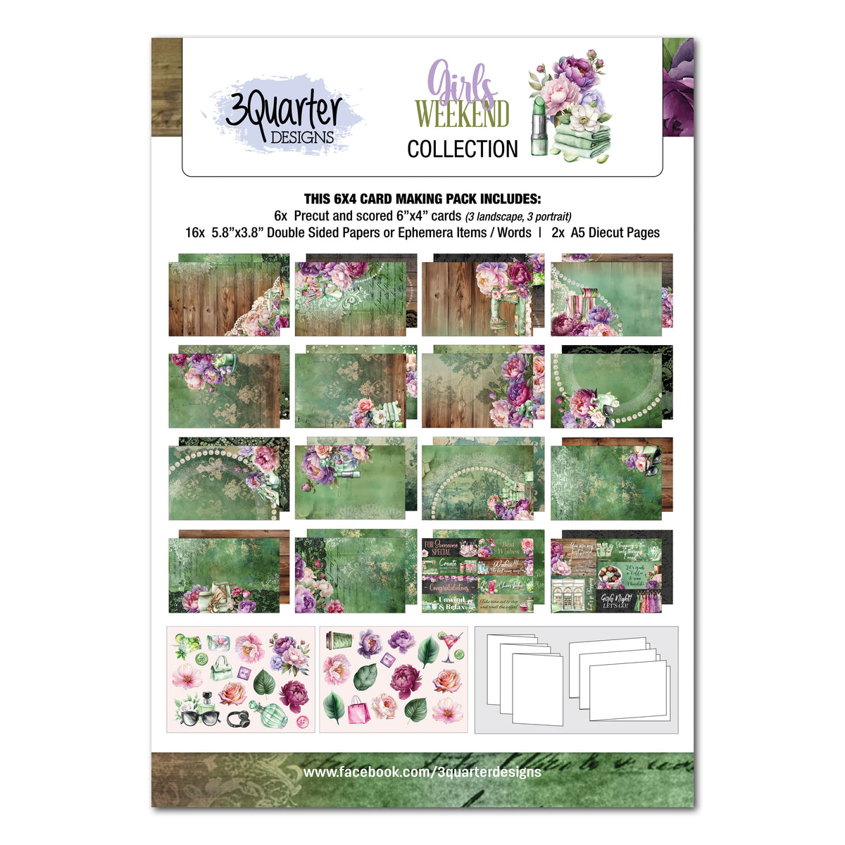 3Quarter Designs Cartes de week-end entre filles 6x4 (lot de cartes)