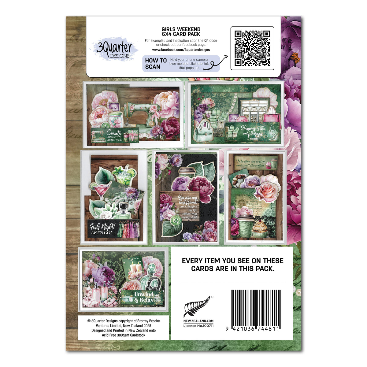 3Quarter Designs Cartes de week-end entre filles 6x4 (lot de cartes)