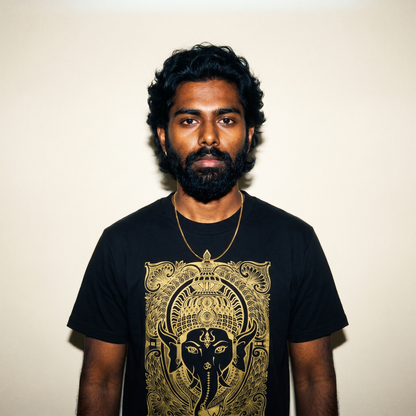 T-shirt Ganesh Noir - Or Métallisé