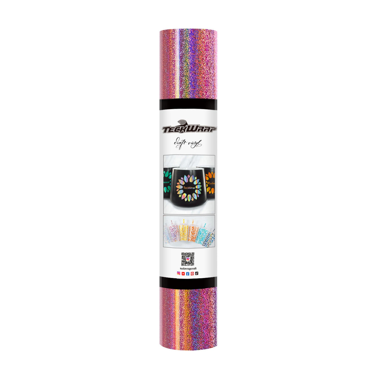 TeckWrap Holographic Sparkle Adhesive Vinyl - Glitter Mermaid Pink | Captivating Auroras for Your Crafts!