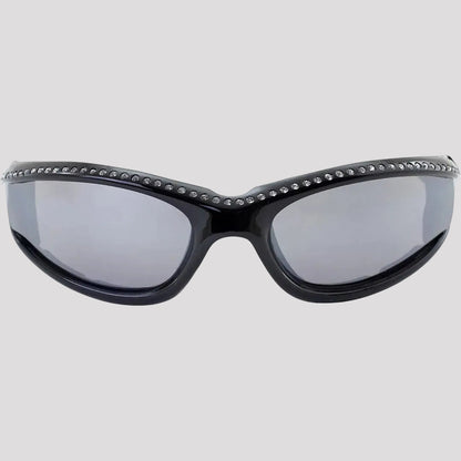 Lunettes de soleil de moto Global Vision Marilyn pour femmes avec strass. Lunettes de conduite Bling rembourrées en mousse avec verres miroirs incassables