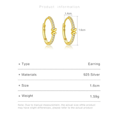 Boucles d'oreilles créoles en argent sterling avec nœud