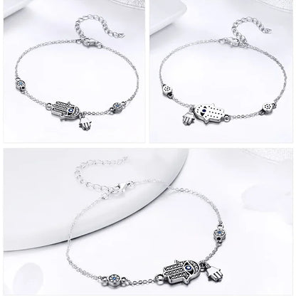 Bracelet breloque mauvais œil bleu en argent sterling – Fermoir mousqueton