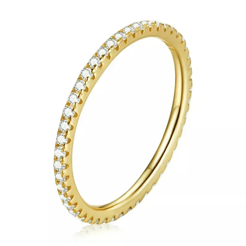 Bagues empilables en argent sterling 925 avec diamants simulés en oxyde de zirconium, plaquées platine pour femmes