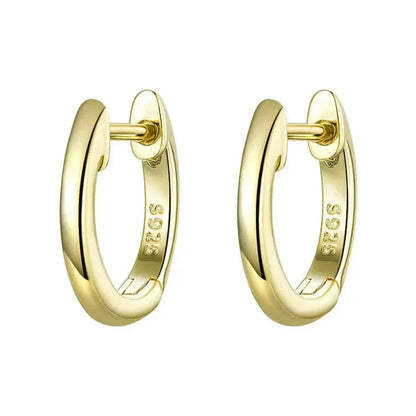 Boucles d'oreilles créoles en argent sterling véritable - Couleur or rose élégante - Bijoux de mode pour femmes SCE808