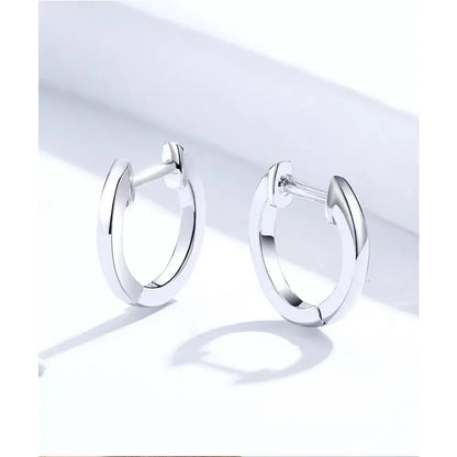 Boucles d'oreilles créoles en argent sterling véritable - Couleur or rose élégante - Bijoux de mode pour femmes SCE808