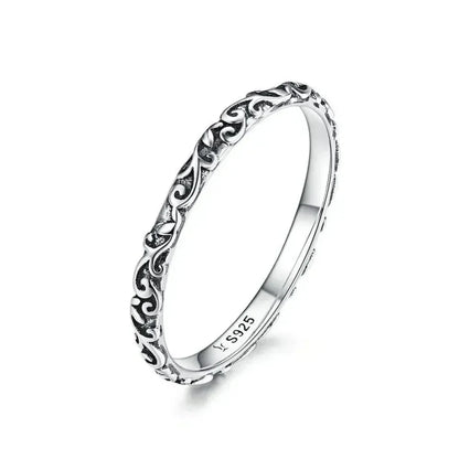 Bague fleurie gaufrée vintage en argent sterling 925