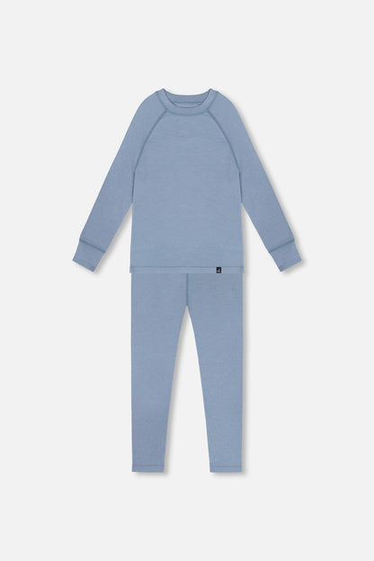 Merino Wool Base Layer Set Blue Gray