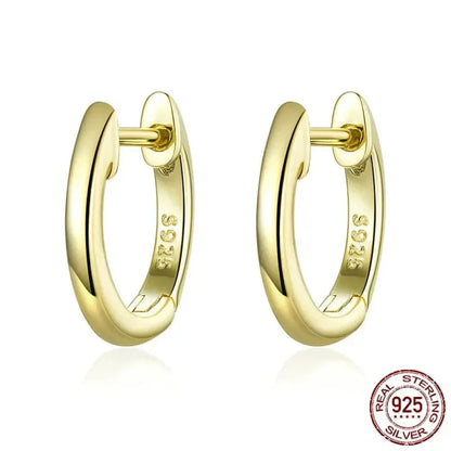 Boucles d'oreilles créoles en argent sterling véritable - Couleur or rose élégante - Bijoux de mode pour femmes SCE808