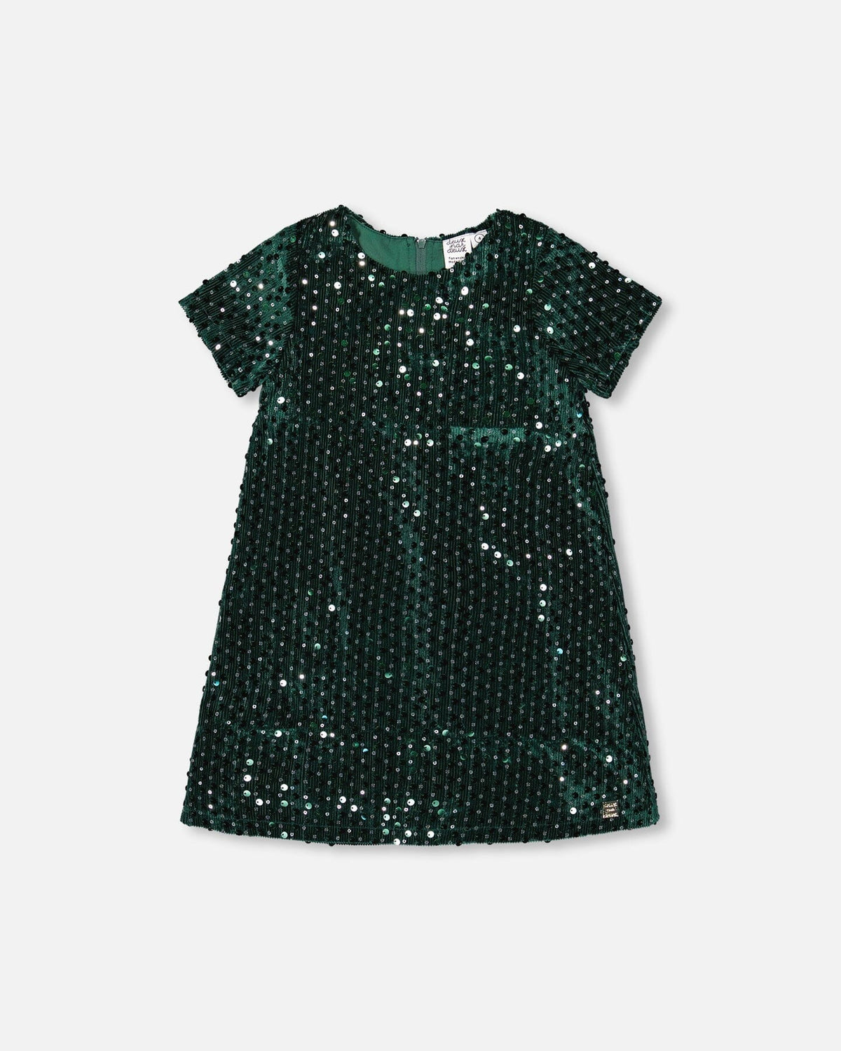 Robe courte en velours manches courtes vert forêt
