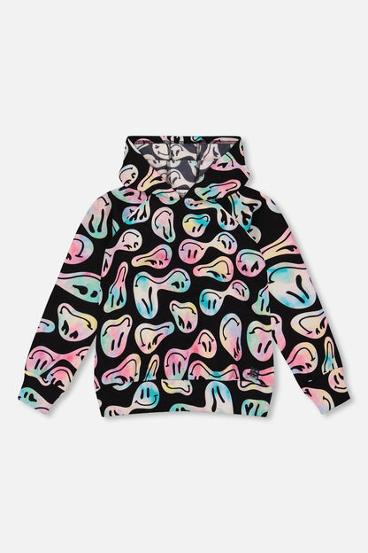 Pullover Fleece Hoodie Smiley Face Girl