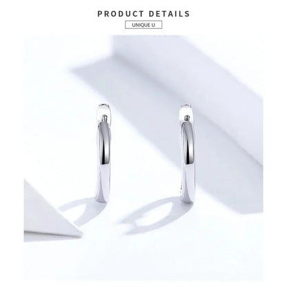 Boucles d'oreilles créoles en argent sterling véritable - Couleur or rose élégante - Bijoux de mode pour femmes SCE808