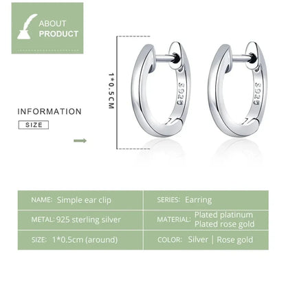 Boucles d'oreilles créoles en argent sterling véritable - Couleur or rose élégante - Bijoux de mode pour femmes SCE808