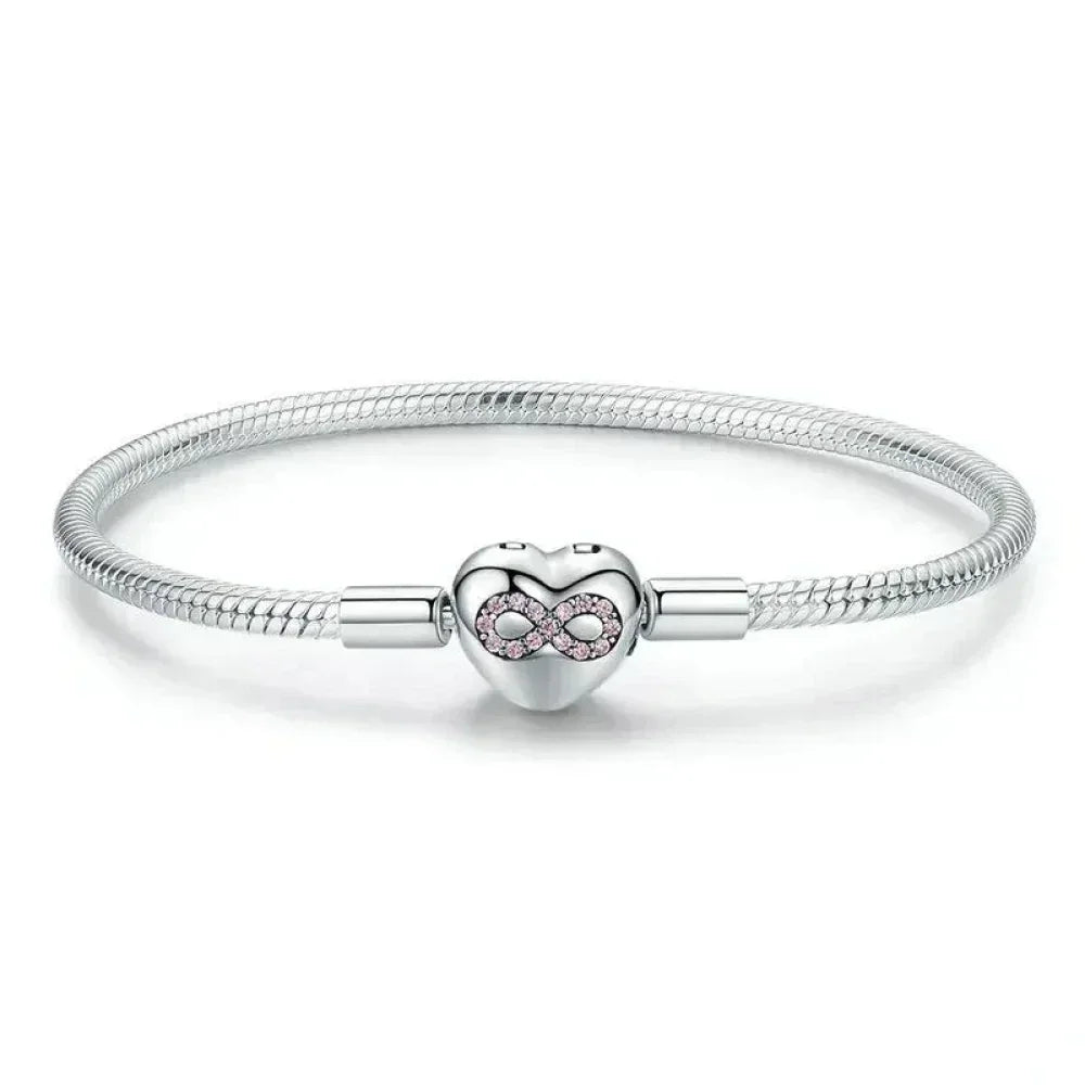 Bracelet Cœur Infini en Argent Sterling avec Zircon Cubique