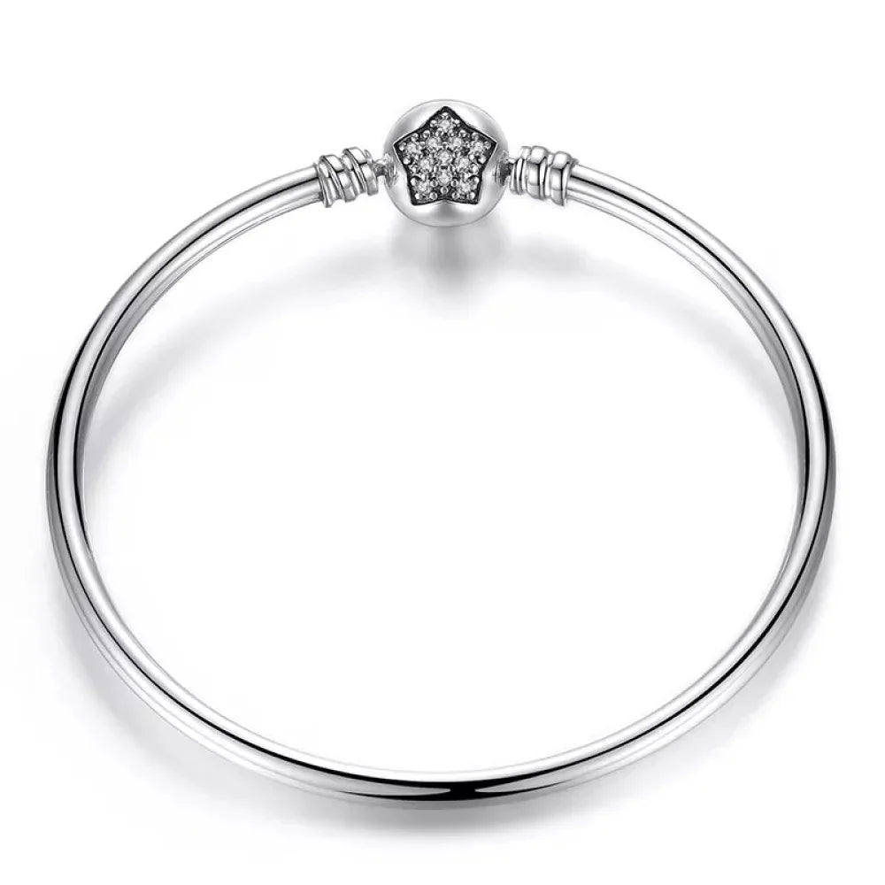 Bracelet jonc en chaîne serpent en argent sterling avec pavé de zircones cubiques