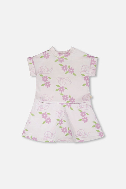 French Terry Dress Lilac Snails Print