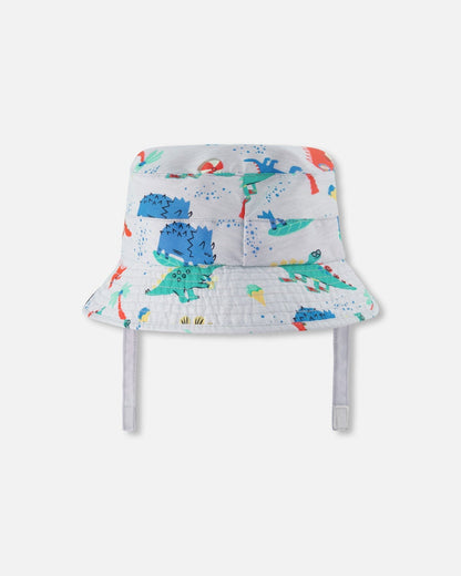 Recycled Polyester Beach Hat Blue Baby Dinosaur Print
