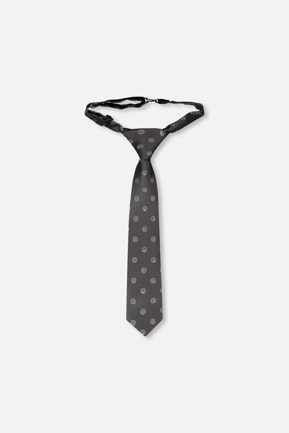 Neck Tie Black Printed Smiles