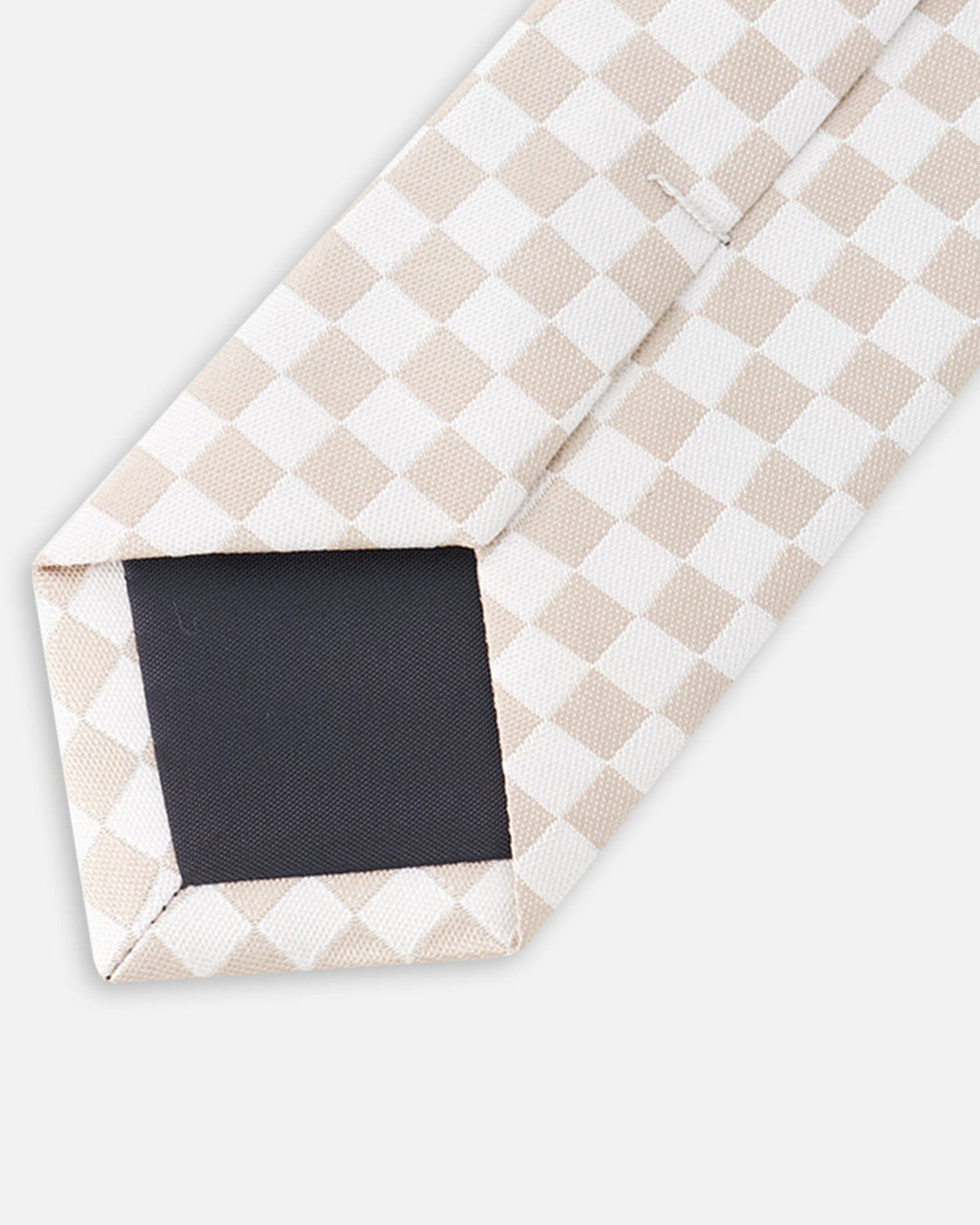 Cravate à carreaux blancs et sable