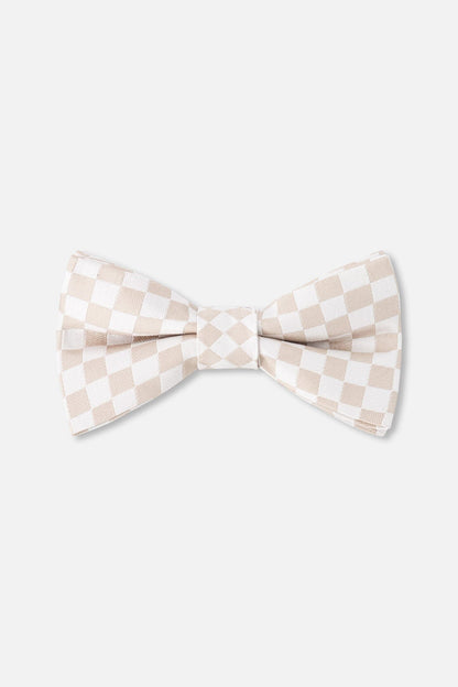 Bow Tie White And Sand Check