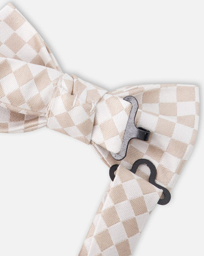 Bow Tie White And Sand Check