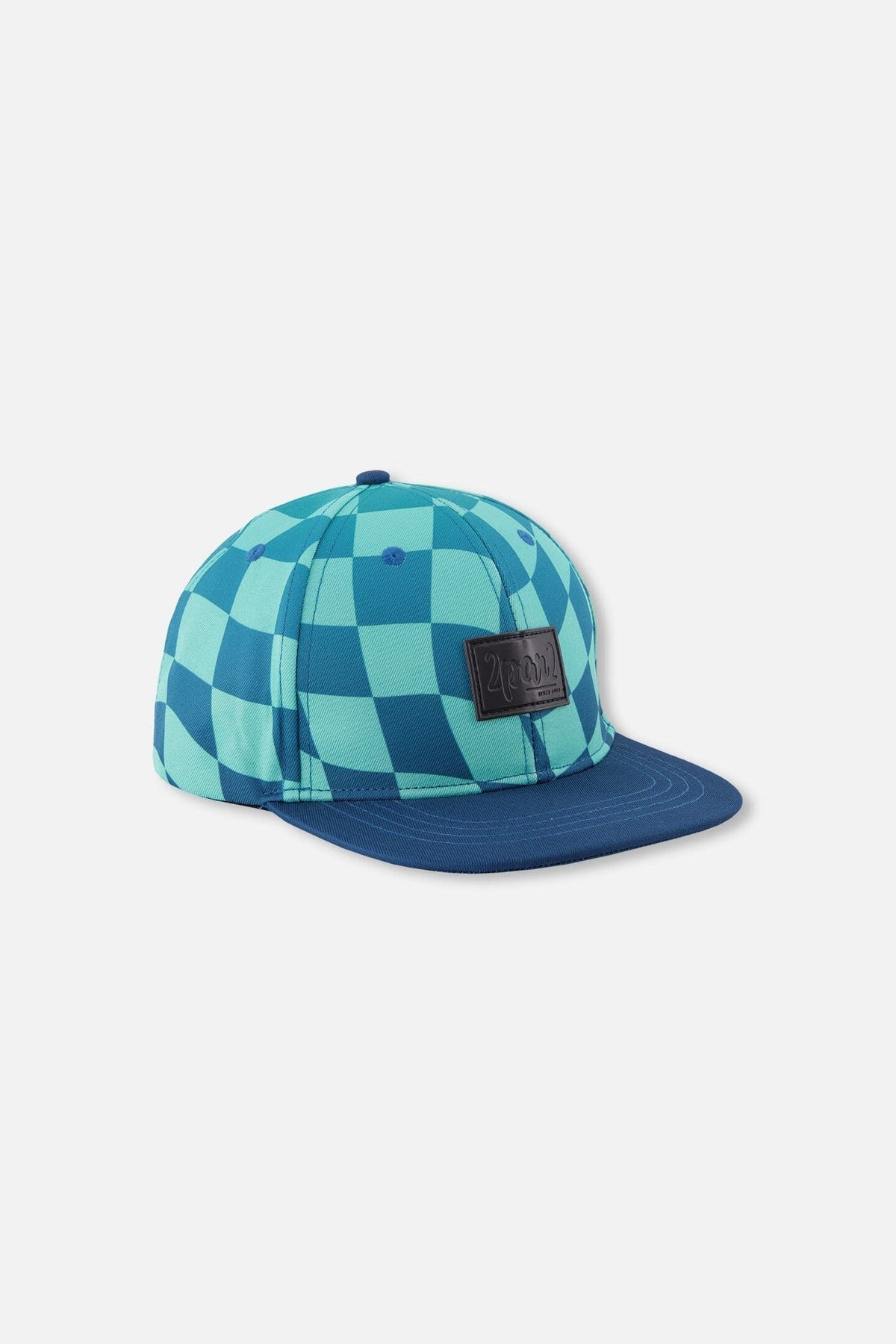 Cap Teal Printed Checkerboard