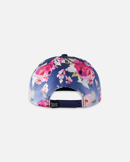 Casquette imprimée roses bleues