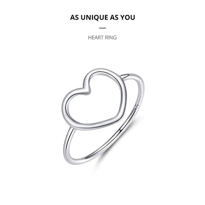 Bague minimale en argent sterling 925 en forme de cœur