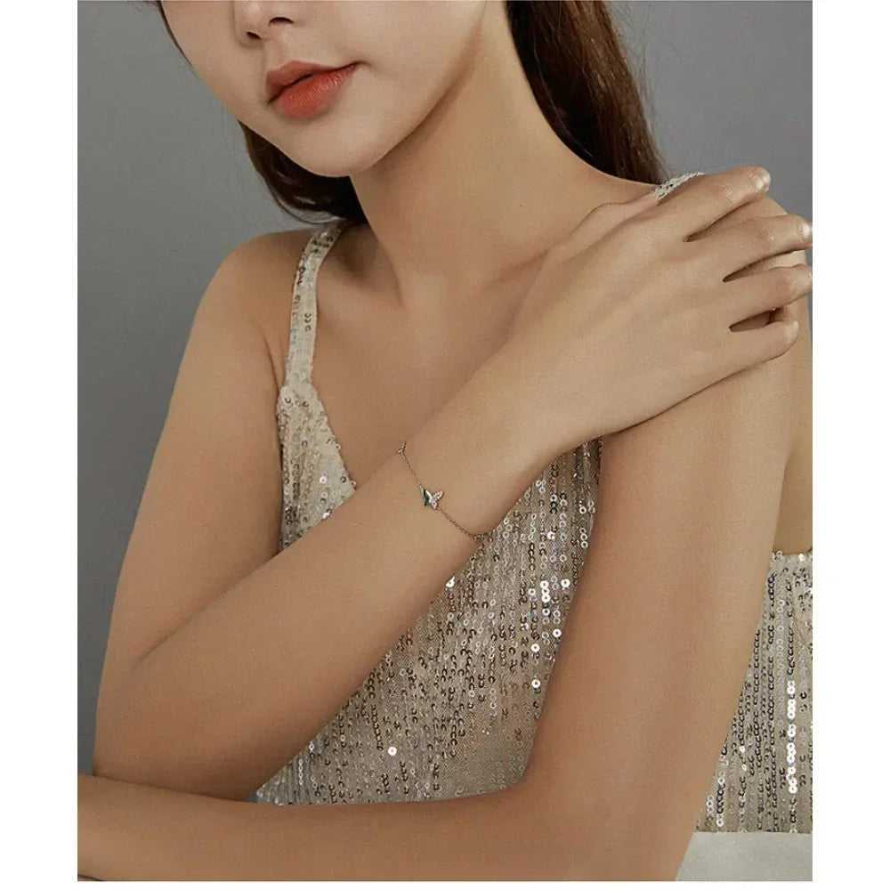 Bracelet de charme papillon en argent sterling – Réglable