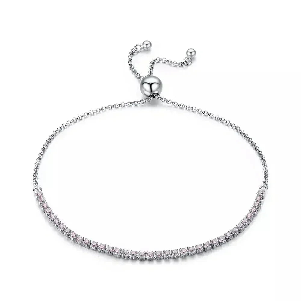 Bracelet de tennis en argent sterling avec oxydes de zirconium – Plaqué or 14K, réglable
