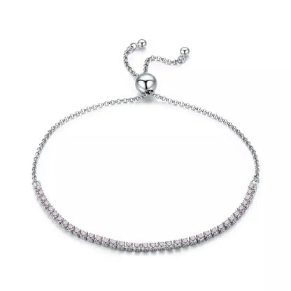 Bracelet de tennis en argent sterling avec oxydes de zirconium – Plaqué or 14K, réglable