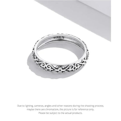 Bague fleurie gaufrée vintage en argent sterling 925