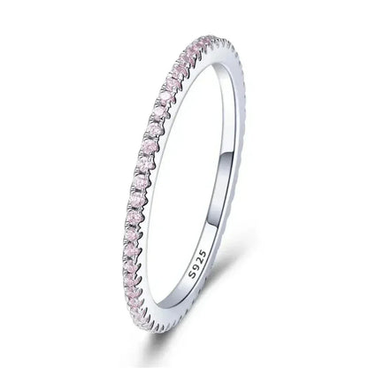 Bagues empilables en argent sterling 925 avec diamants simulés en oxyde de zirconium, plaquées platine pour femmes