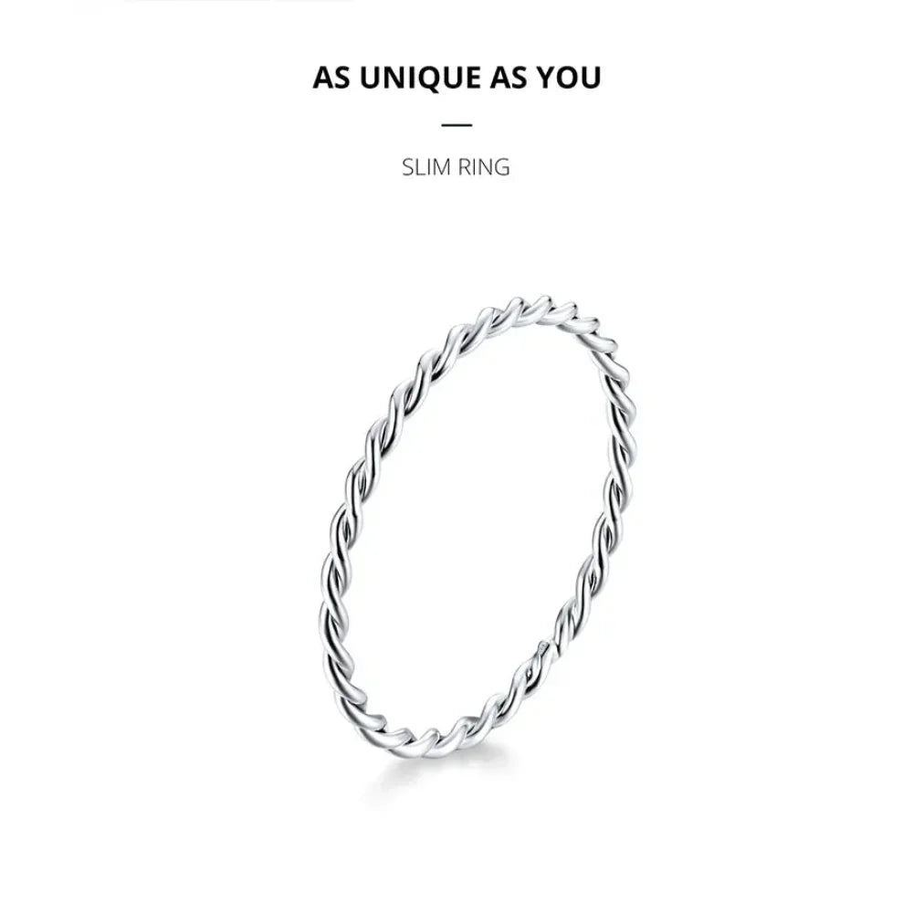 Bagues empilables en argent sterling 925 torsadées à texture tressée - Bijoux raffinés