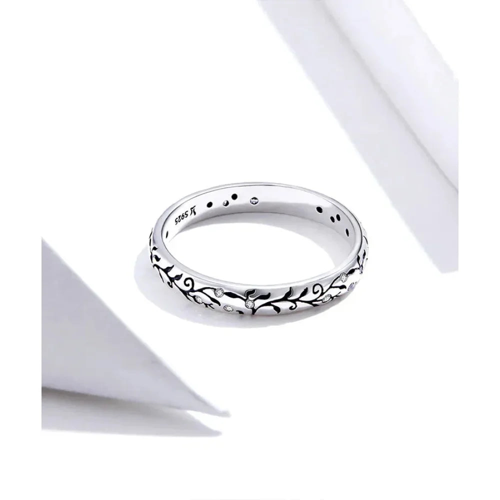 Bague fleurie gaufrée vintage en argent sterling 925