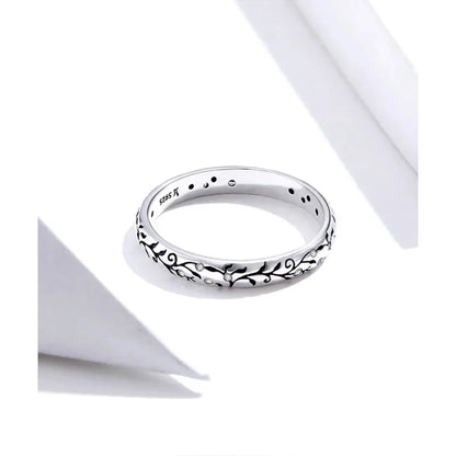 Bague fleurie gaufrée vintage en argent sterling 925
