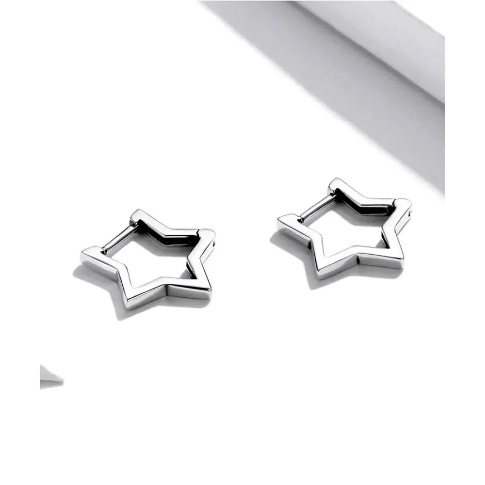 925 Sterling Silver Starlike Earrings - Minimalist Star Shape Ear Buckle for Women - Fashion jewelry SCE1136