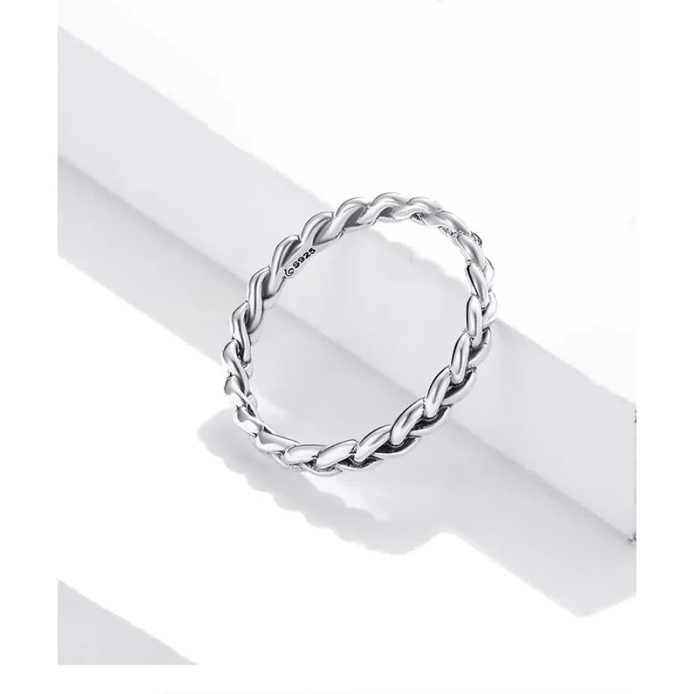 Bagues empilables en argent sterling 925 torsadées à texture tressée - Bijoux raffinés