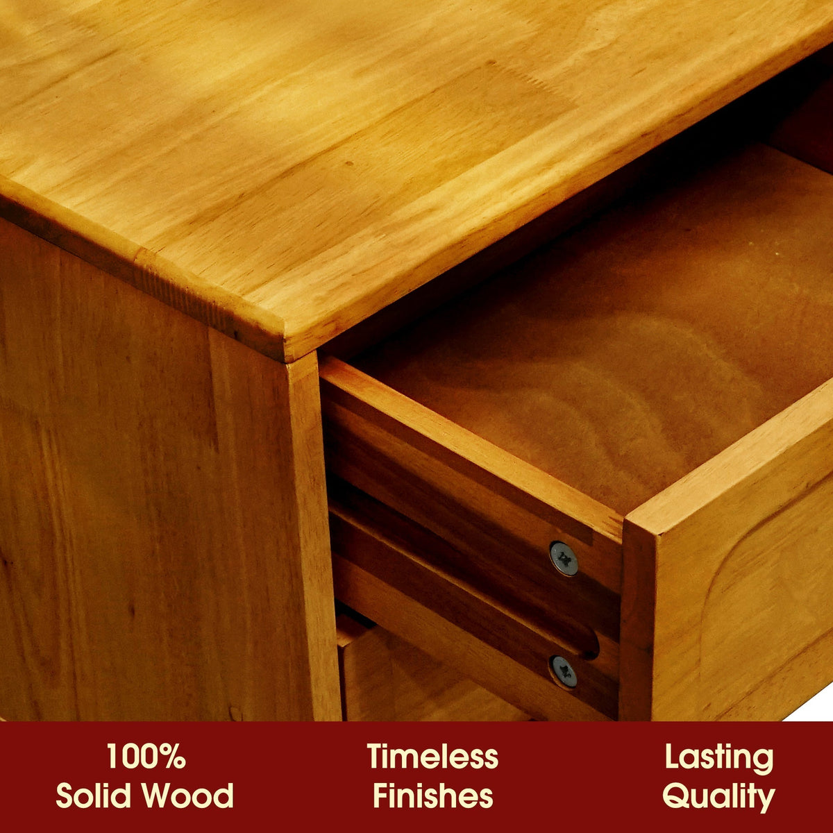 Savana Two Drawers Solid Wood Nightstand