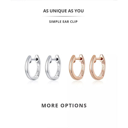 Boucles d'oreilles créoles en argent sterling véritable - Couleur or rose élégante - Bijoux de mode pour femmes SCE808