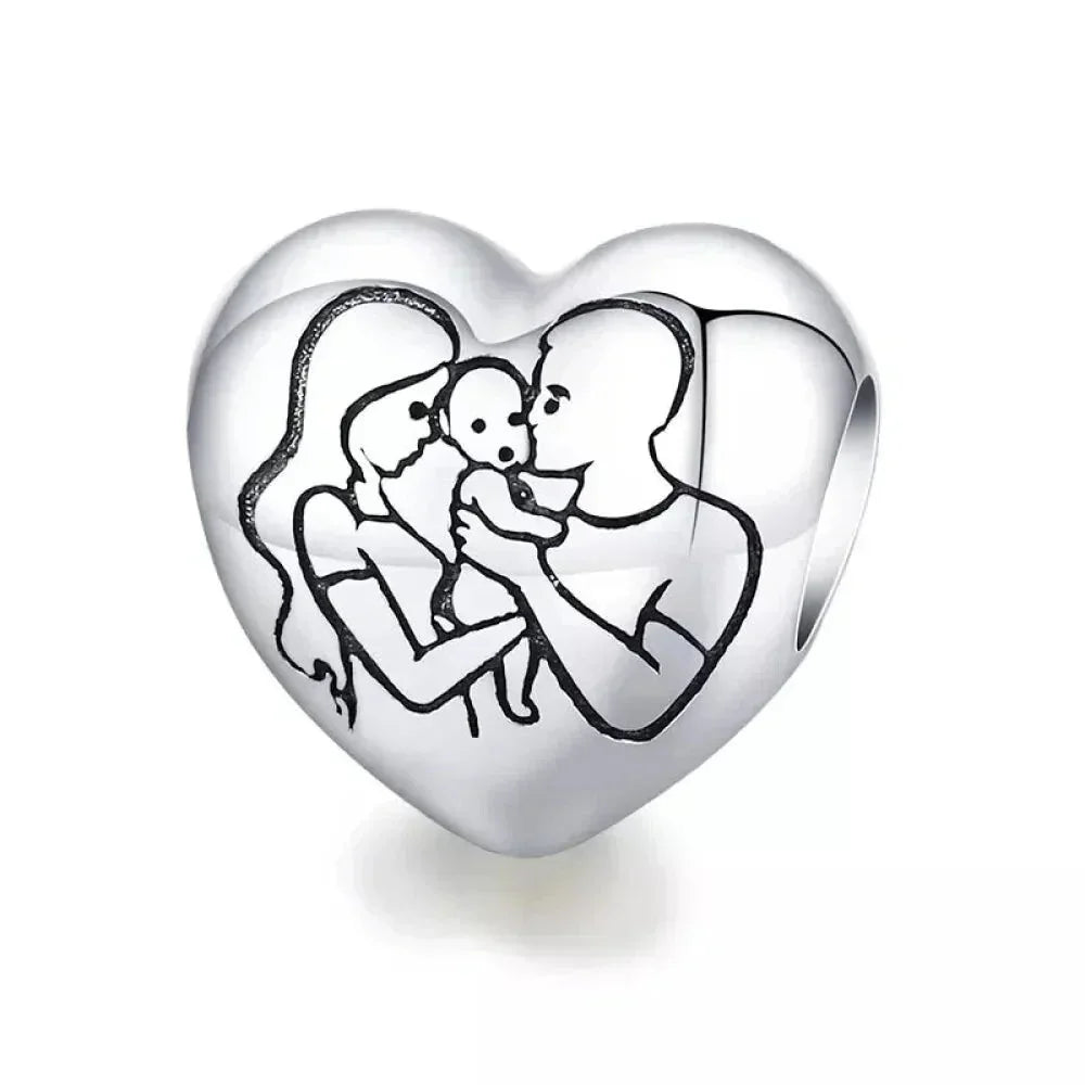 Breloque en argent sterling 925 amour maternel, pendentif pieds de bébé touchants pour bracelet