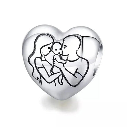 Breloque en argent sterling 925 amour maternel, pendentif pieds de bébé touchants pour bracelet