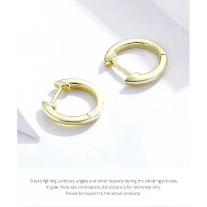 Boucles d'oreilles créoles en argent sterling véritable - Couleur or rose élégante - Bijoux de mode pour femmes SCE808