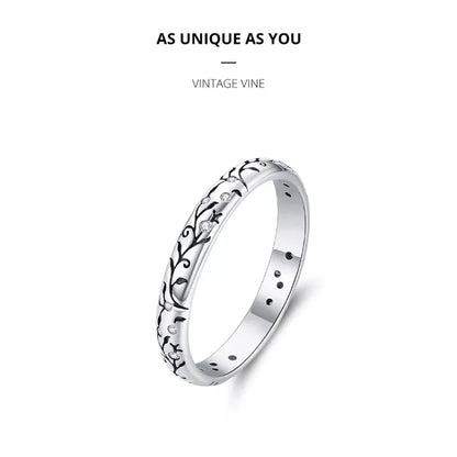 Bague fleurie gaufrée vintage en argent sterling 925