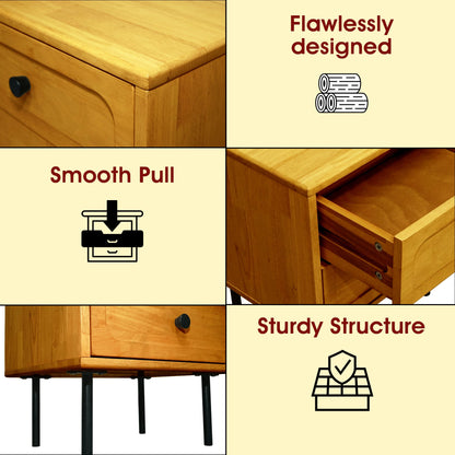 Savana Two Drawers Solid Wood Nightstand