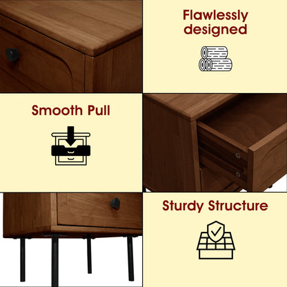 Savana Two Drawers Solid Wood Nightstand