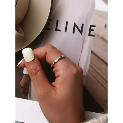 Bague en argent sterling 925 avec étoiles et cœurs